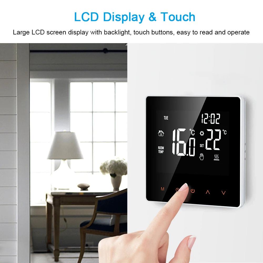 

Wi-Fi Smart Digital Temperature Thermostat Controller APP Control LCD DisplayTouch Screen Week Programmable Electric