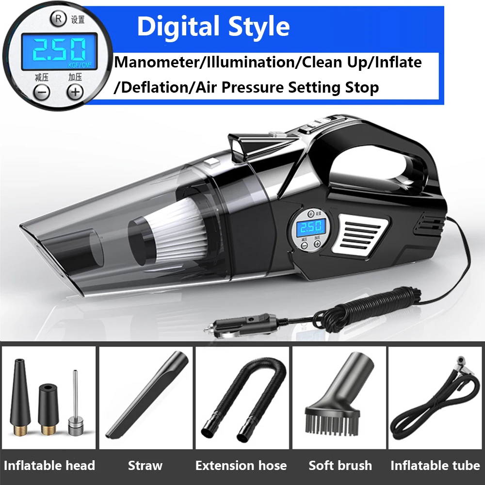 Многофункциональный насос для шин и автомобильный пылесос портативный