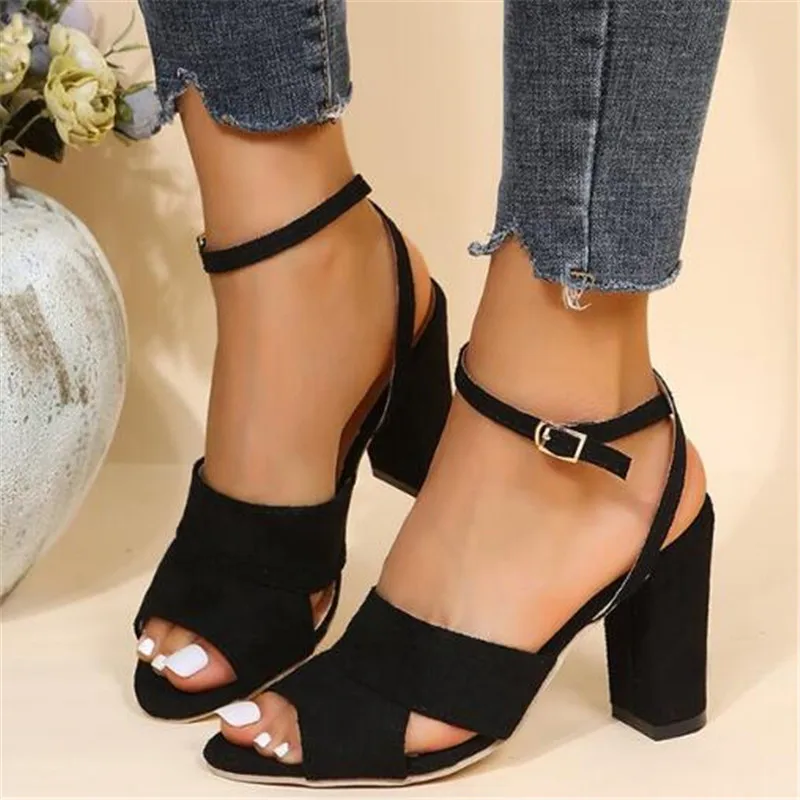 

Сандалии женские с открытым носком, удобные босоножки на высоком каблуке, Винтажная обувь с пряжкой, вечерний наряд, лето