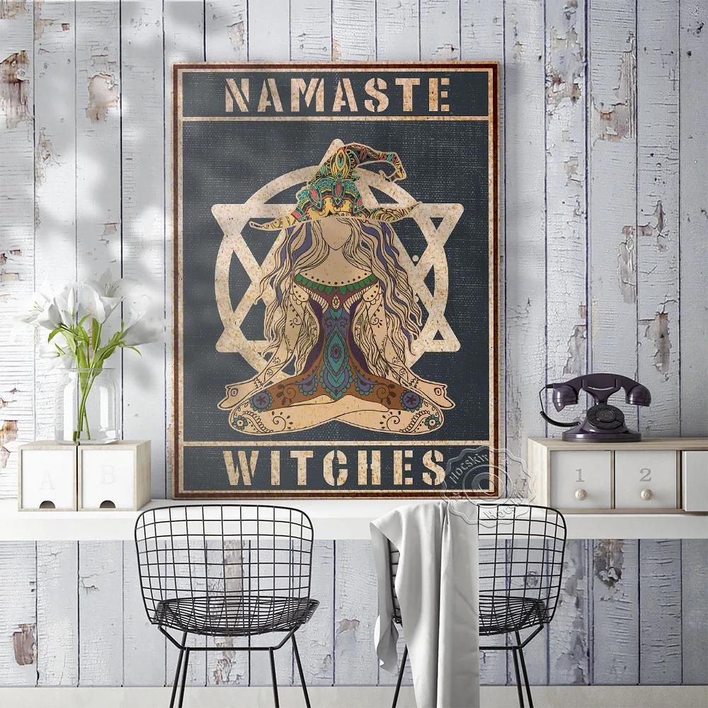 Настенная картина с изображением девушки-хиппи-йоги забавный плакат принтом