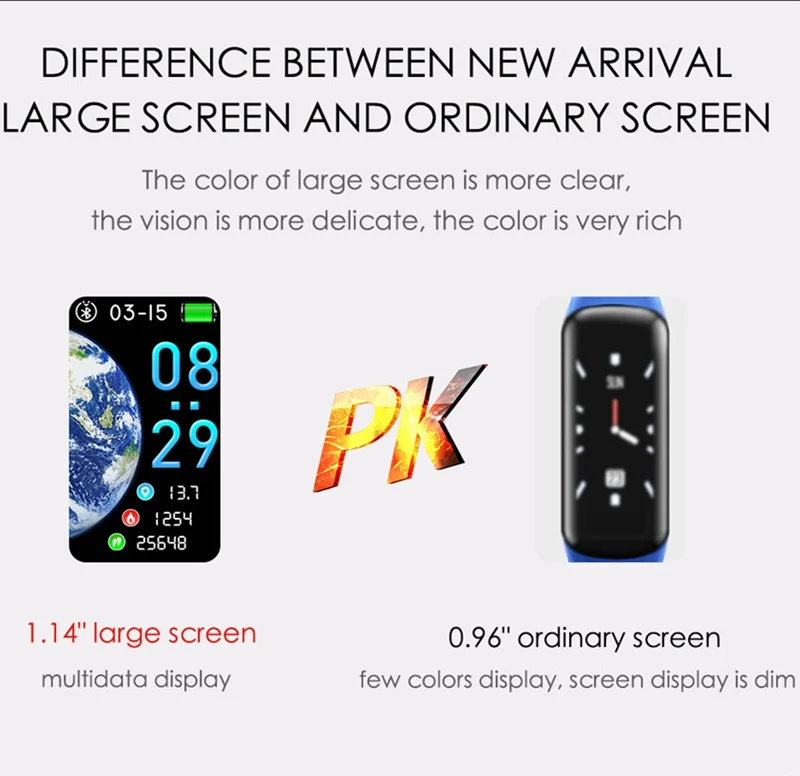 Smart Bracelet large screen Smart Band Watch Heart Rate Monitor Blood Pressure Fitness Bracelet Activity Tracker Smart watch
