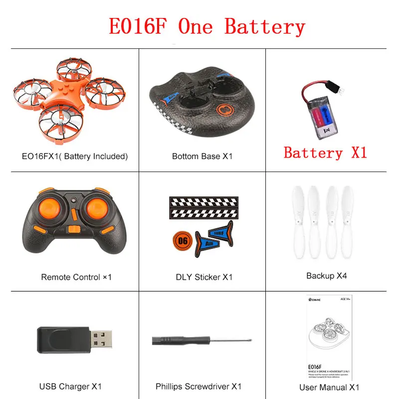 One Battery Супер бренд, ограниченное по времени предложение, Eachine E016F 3-в-1 ЕНП Летающий воздушный лодка Land режим вождения съемный Дрон Квадрокоптер с дистанционным управлением - Цвет: One Battery