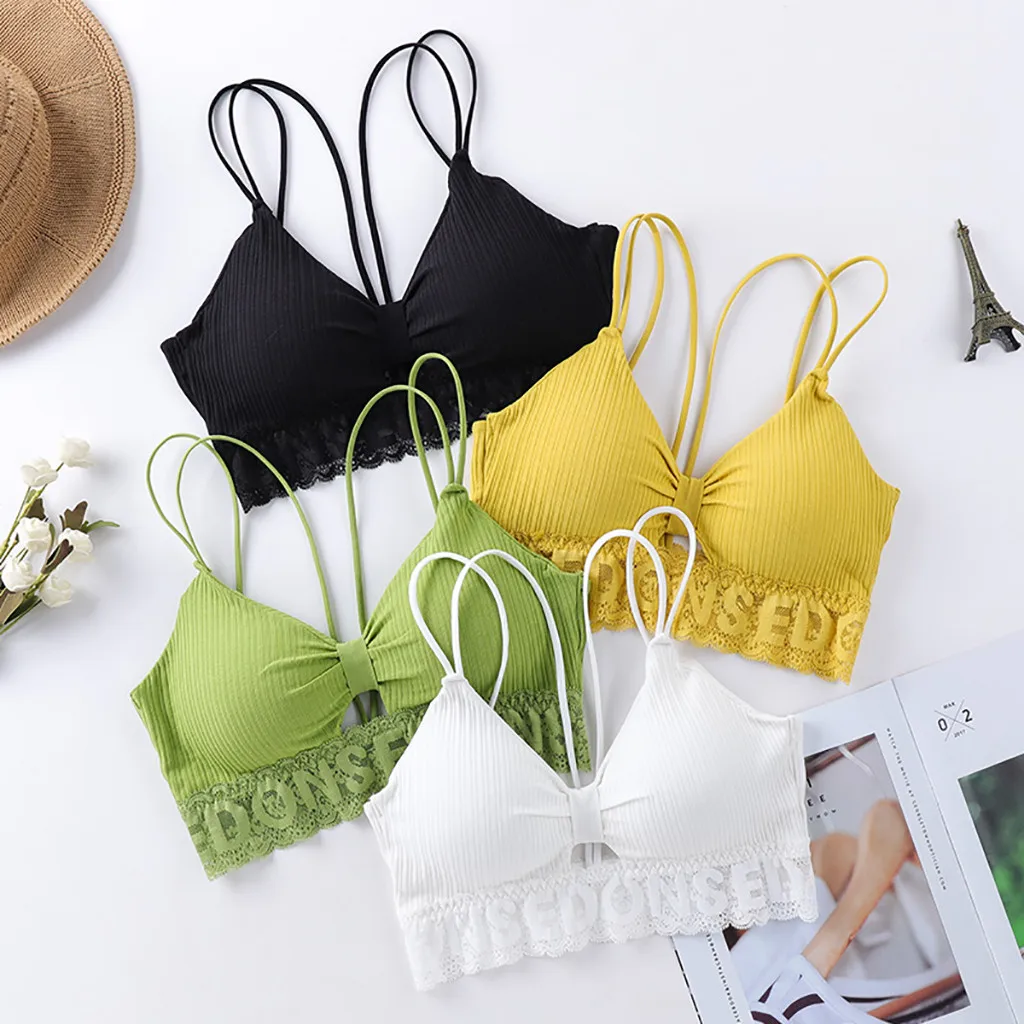 

Sexy lingerie bras Women Sexy Bra Solid Vest Lace Camisole Breathable Push Up Top Underwear sujetador bralette