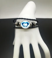 2019 new fashion blue dolphins love heart rope leather woven bracelet charm bracelet