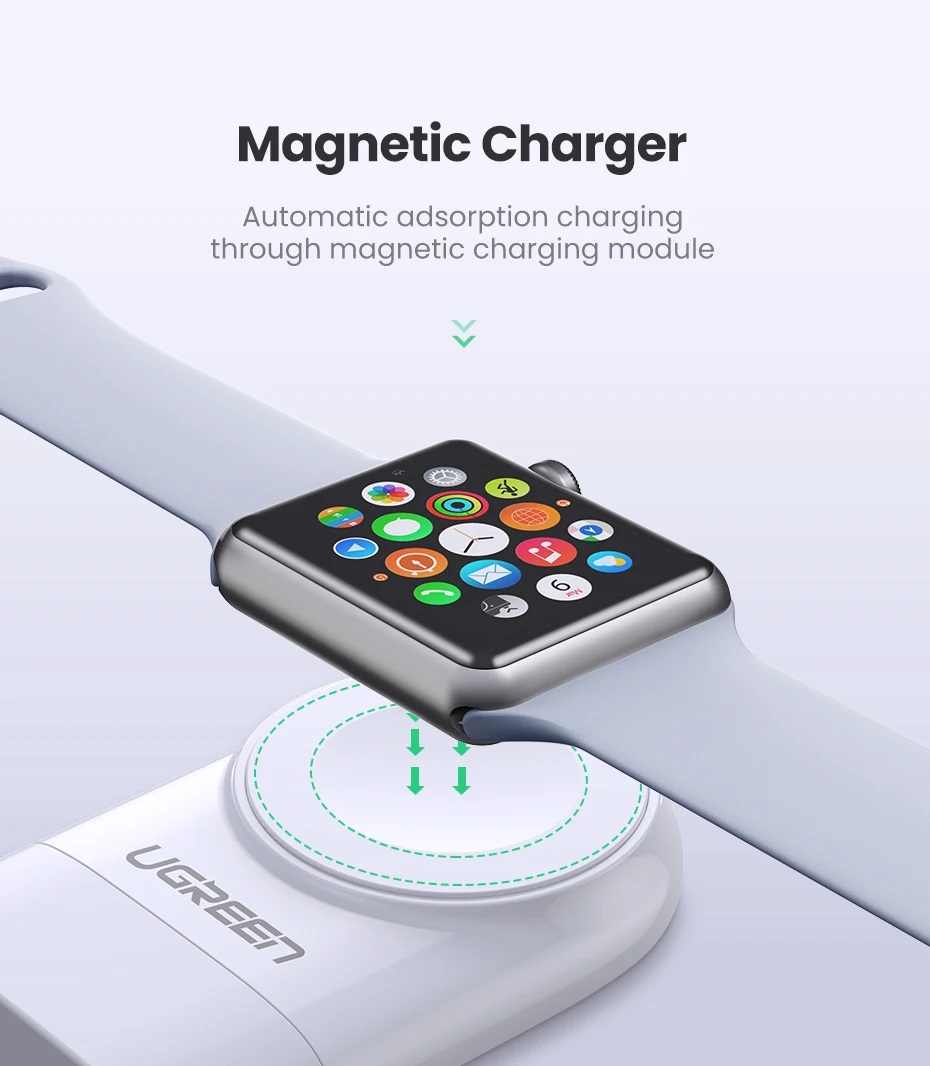 Ugreen Беспроводное зарядное устройство для Apple Watch зарядное устройство серии 5 4 3 2 1 портативное MFi USB зарядное устройство для Apple 3 Магнитная Беспроводная зарядка