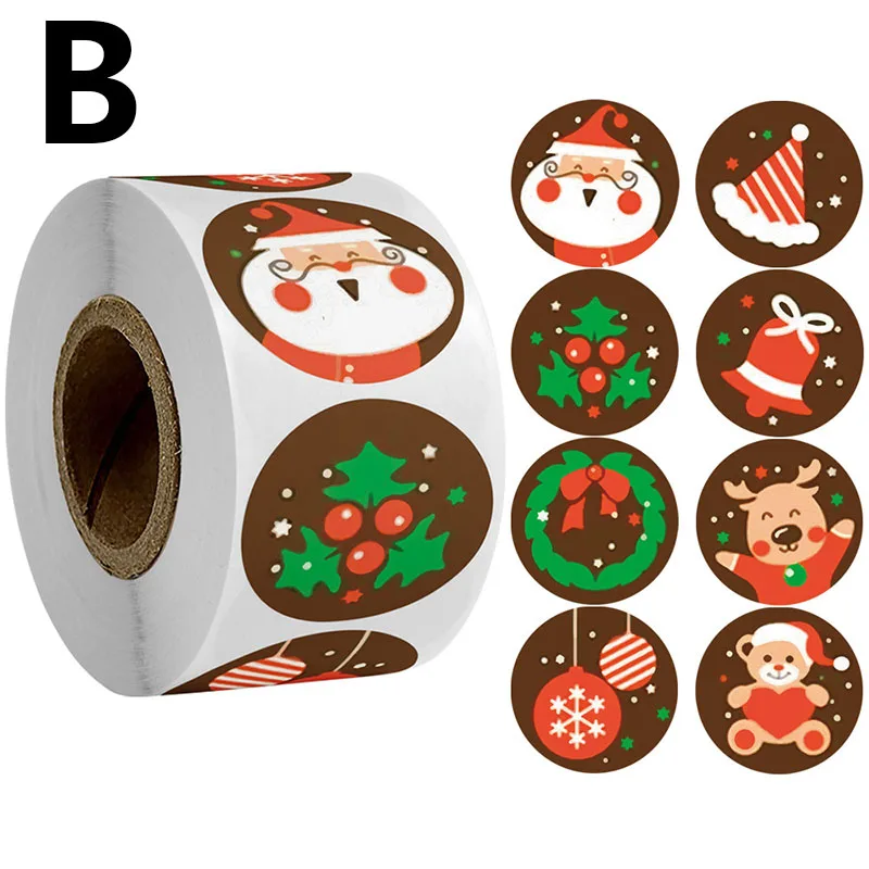 

100-500pcs 6 Designs 1 Inch Christmas Theme Seal Labels Stickers For DIY Gift Baking Package Envelope Stationery Decoration