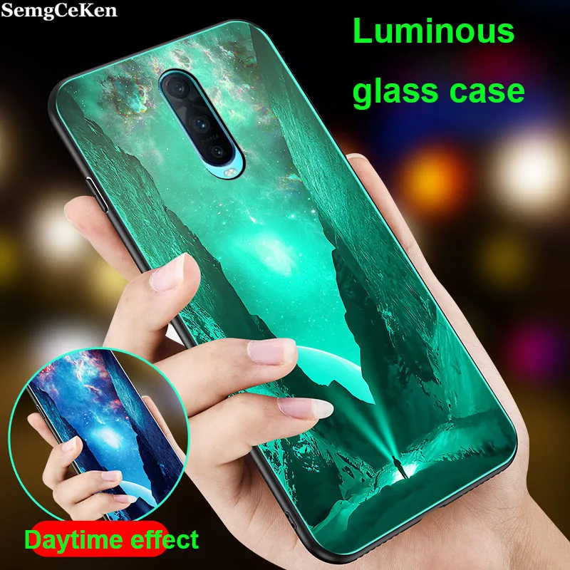 SemgCeKen светящийся чехол из закаленного стекла для oppo realme x lite 3 pro 3pro find x f11 k1 k3 роскошный чехол для телефона