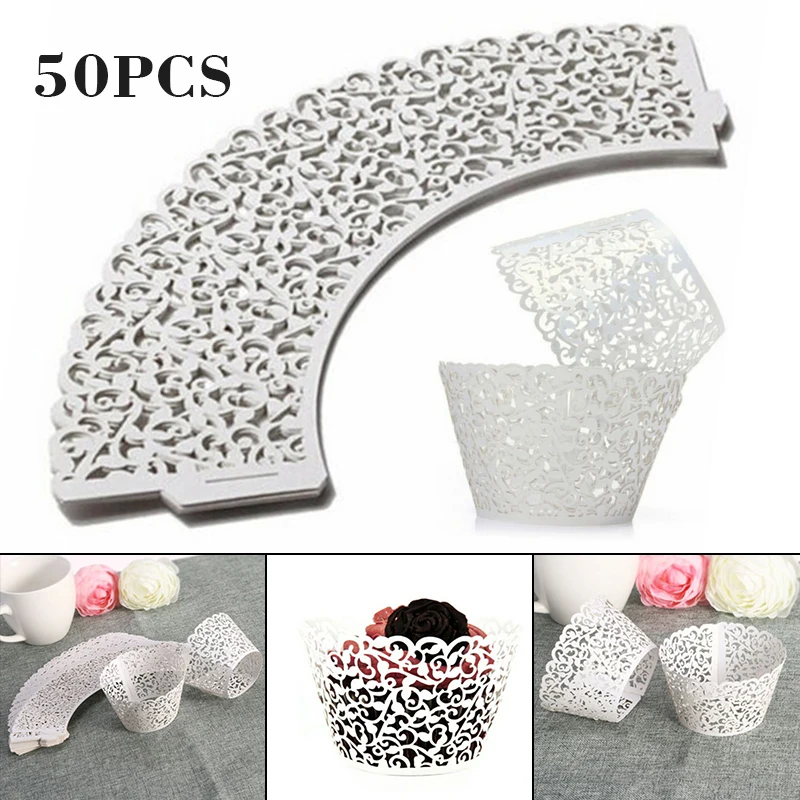 

Кружевная филигранная обертка для капкейков, 50 шт., для вечерние НКИ, свадьбы, дня рождения, Подарочные края для торта