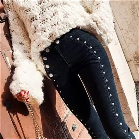 

2020 New Jeans Women High Waist Jeans Woman High Elastic Plus Size Stretch Female Washed Denim Pants Skinny Pencil Trousers M84