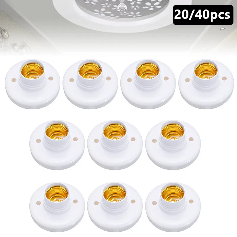 

20/40pcs E14 Round Lamp Bases Holders LED Lamp Screw Base Halogen Bulb Holder Converter Light Bulb Base Light Socket Adapter