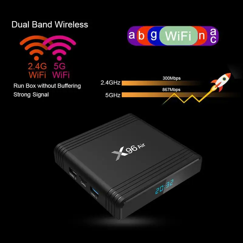 ТВ-приставка X96 Air на Android 9 0 с четырехъядерным Amlogic S905X3 4K приставка X96Air 2 4 ГГц и 5G Wi-Fi