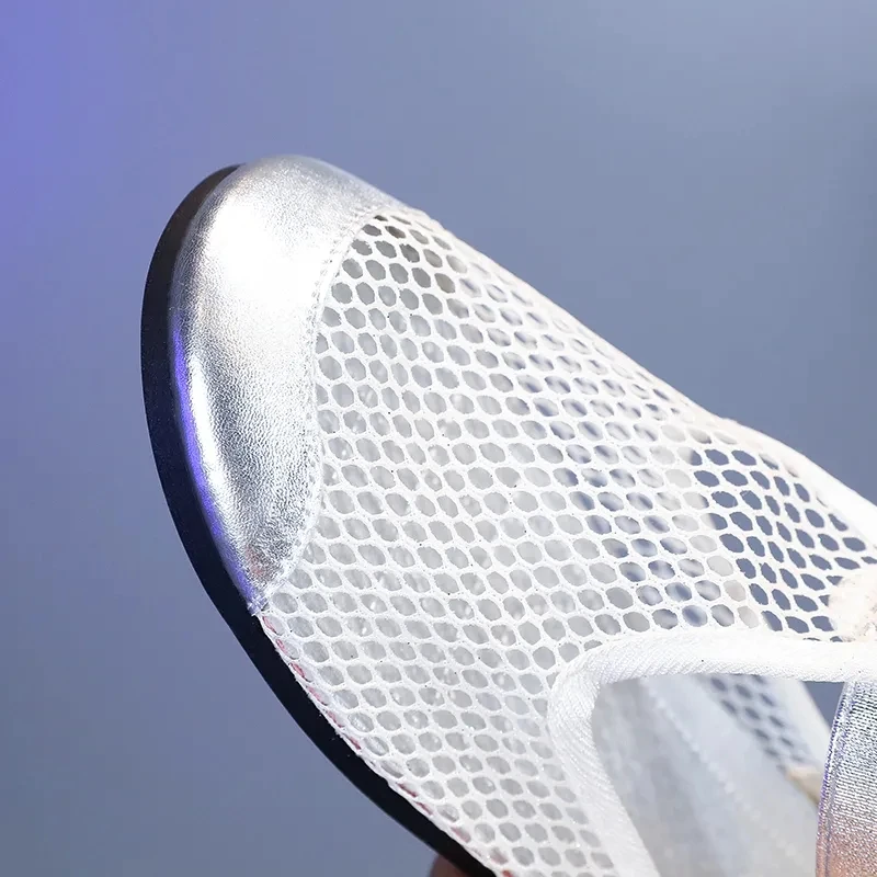 Mesh Sandals Women's Flat Bottom Baotou 2021 Summer New Fishnet Sandals All-match Round Toe Comfortable Casual Women's Shoes