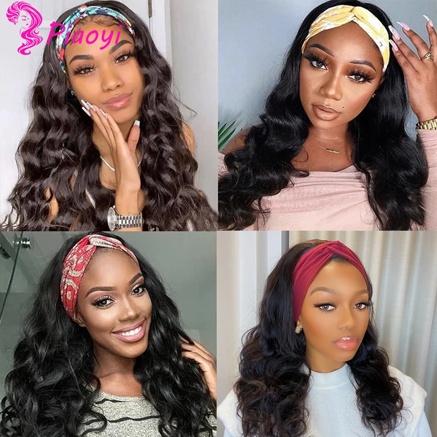 

Headband Wig Human Hair Body Wave Wig 150% Peruvian Headband Wigs Remy Glueless Head Band Wigs Human Hair Scarf Wig For Women