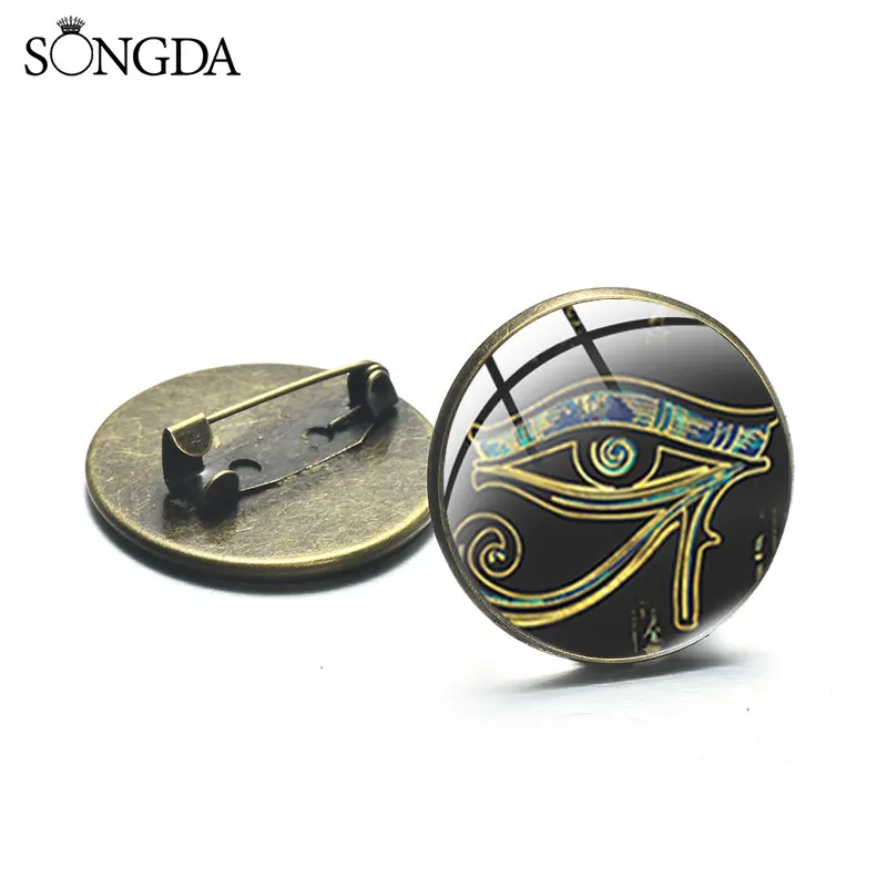 

Vintage Ancient Egypt Eye of Horus Brooch Art Photo Glass Cabochon Lapel Pin Resin Badge Jewelry Accessories for Women Men Gifts