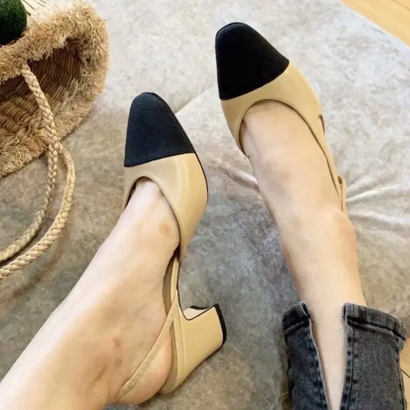 

New Hot Women Pumps High Heels Genuine Leather Women Dress Party Shoes Woman Nude Mixed Color Ladies Shoes