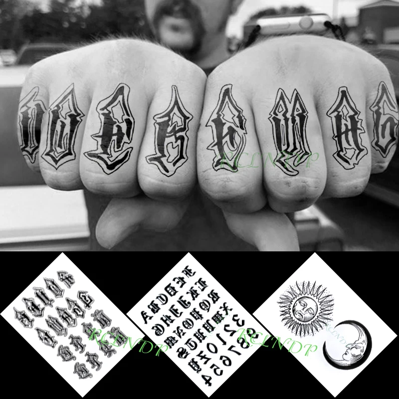 

Waterproof Temporary Tattoo Sticker Number Letter Moon Sun Tattoo Stickers In Hand Flash Tattoo Fake Tattoo for Men Women Girl