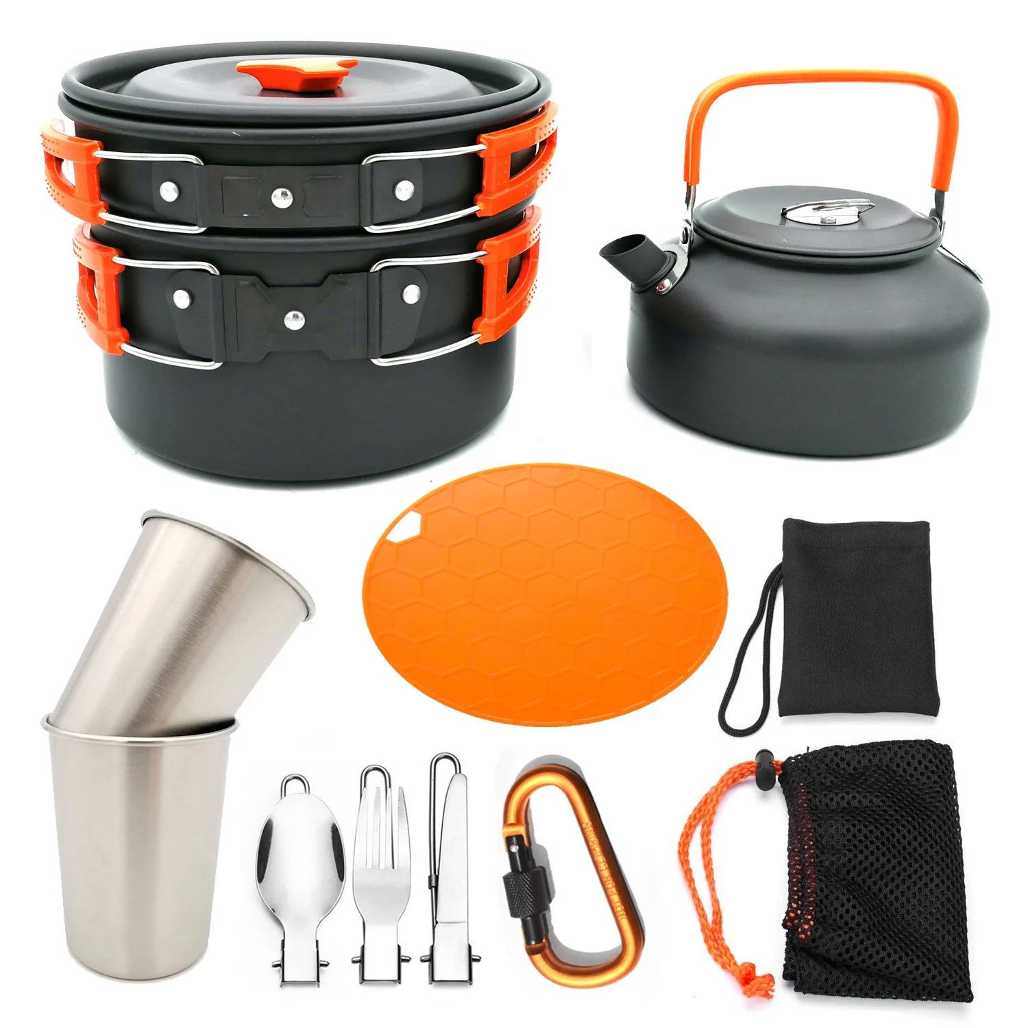 

Посуда для пикника, набор посуды для приготовления пищи, сковорода, набор кастрюль для кемпинга, чайник, набор посуды для пикника