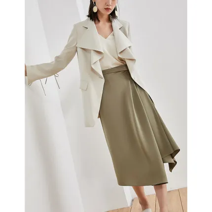 

2021 new fashion casual women's clothing Long skirt irregular skirt spring and autumn solid color A-line
