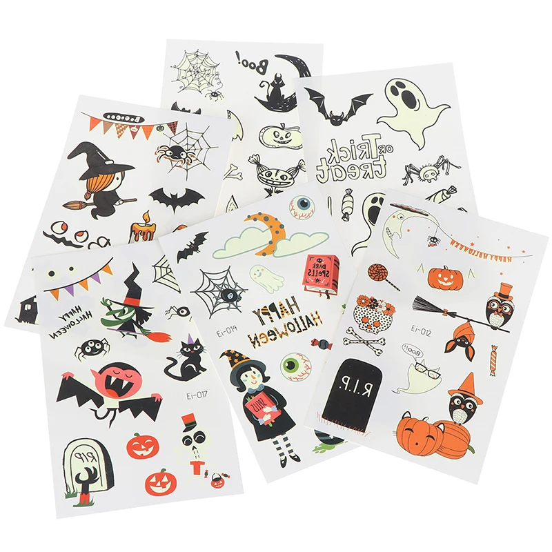 

1 Sheet Halloween Luminous Tattoo Ghost Fake Tattoo Witch Glowing In Dark Waterproof Temporary Tattoo Stickers