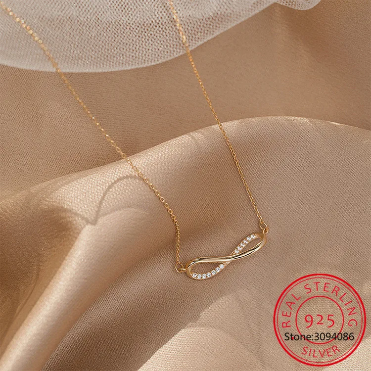 

100% 925 Sterling Silver Infinite Love Pendant Necklace For Women Dazzling Clear Zircon Fine Accessories Jewelry GIFT