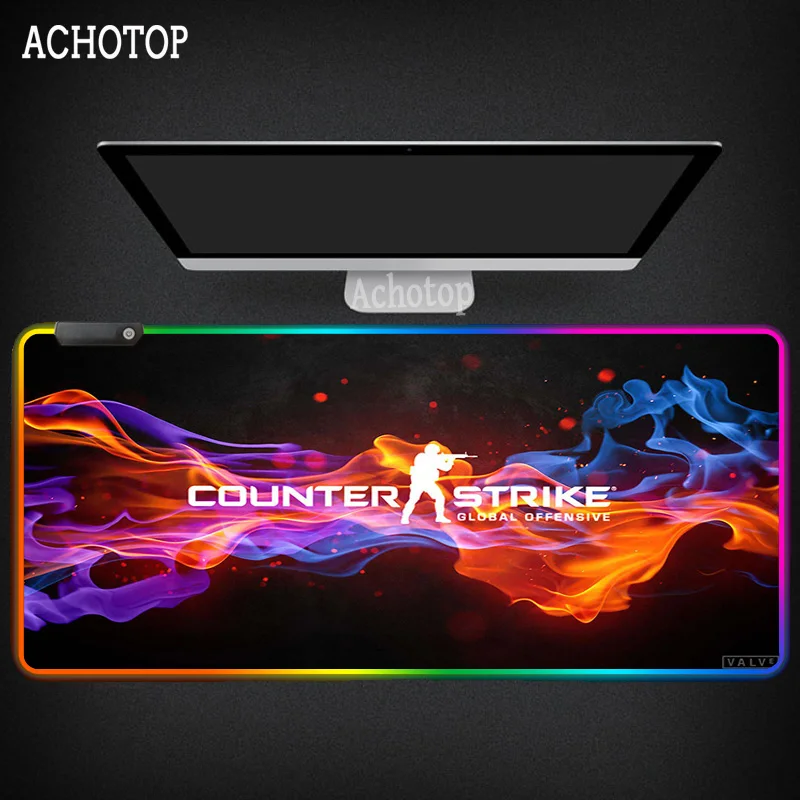 

Large RGB Gaming Mouse Pad CS GO Anti-slip Locking Edge Computer Mousepad 800x300 Speed Keyboards with Backlit Rubber Mat XXL
