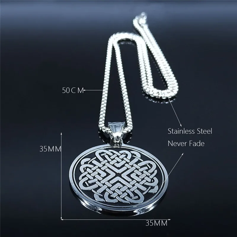 

2021 New Irish Knot Stainless Steel Statement Necklace for Women Silver Color Chain Necklace Jewelry cadenas para N4072S02