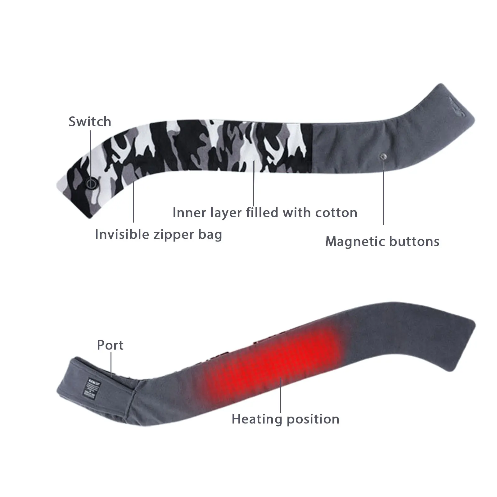 

USB Electric Heated Scarf Shawl Washable 3 Heat Settings 5V 6W For Couple Neckerchief Plush Collar Scarves 80X10CM DH