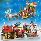 Рождественская игрушка, подарок, строительный блок, Санта-Клаус, зимний праздничный поезд, олень, снежный дом, музыкальная шкатулка, Рождественская кирпичная игрушка для мальчиков и девочек, детский