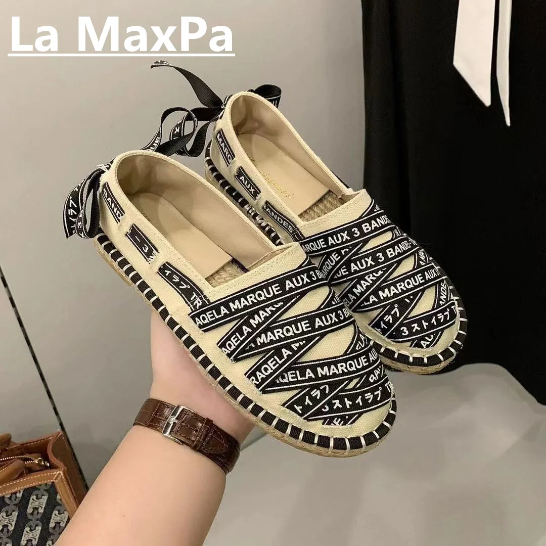 

shoes women 2021 new spring board shoes women's casual flat bottom shoes Straw fisherman shoes, slip-on lazy shoes, single shoes