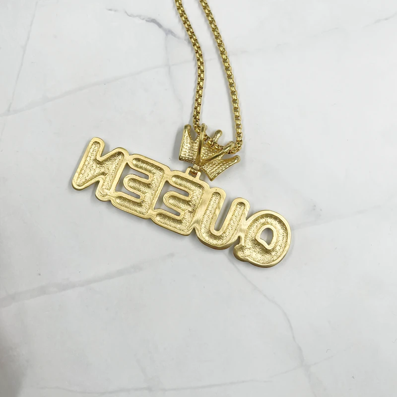 Female Letter Queen Pendant Necklaces with rhinestone Women Hip Hop Jewelry Statement Long Gold Silver color Ladies Gifts | Украшения и