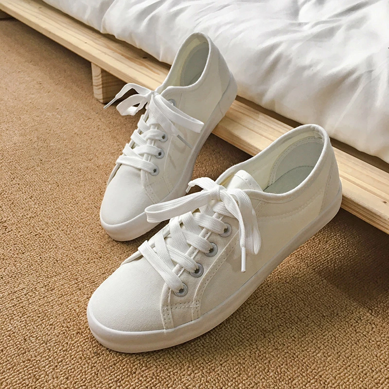 Новинка 2020 белая парусиновая обувь на шнуровке модная женская Весенняя и летняя