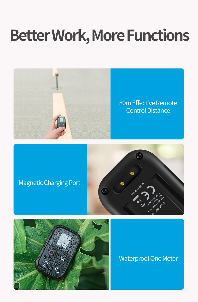 TELESIN 80M Wifi Пульт дистанционного управления для Gopro Hero Black 8 7 6 5 4 Session самолюминесцентный oled-экран дистанционный набор и ярлык