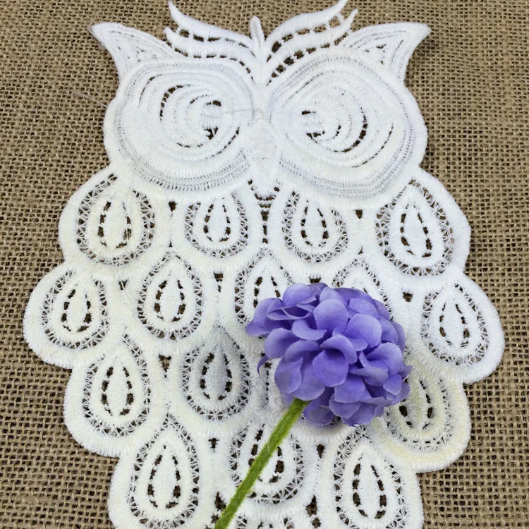 

100 PCS/LOT MOST FREE SHIPPING Large PATCHES LACE Embroidery Owl Corsage FOR Dress COLLAR Milk Silk DIY Clothing Accessories