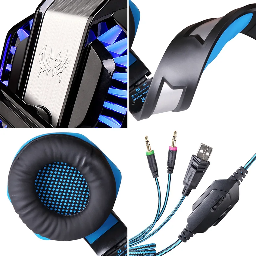 

KOTION EACH G2000 Upgrade Gaming Headphones for Computer Over Ear PC Gamer Headset gaming Bass Casque With Microphone Led Light