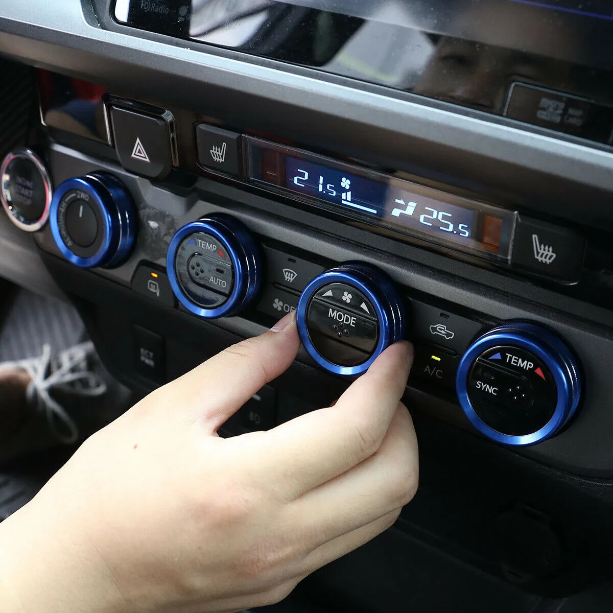 

Air Conditioner Knobs Alloy Ring Cover Blue CD Button 2016-2020 4 Pcs Practical
