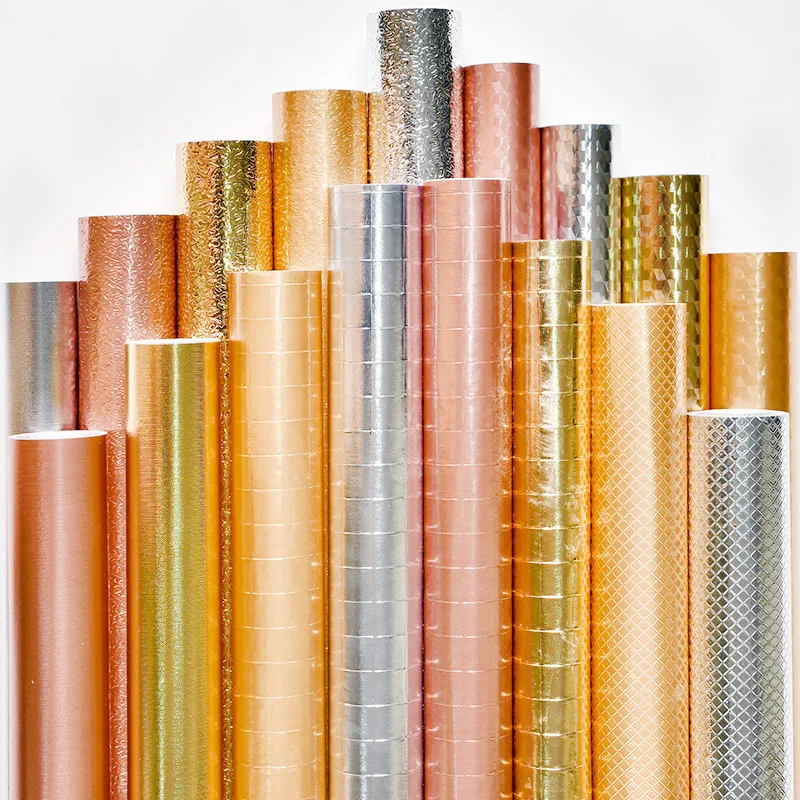 

Luxury golden self-adhesive wallpapers waterproof peel and stick PVC Desktop refurbished furniture cabinets kitchen stickers