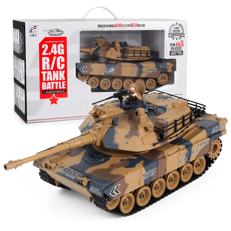 Лцф 1:18 2 4G американский M1A2 модель военного танка RC Battle Tank игрушка с Звук дыма