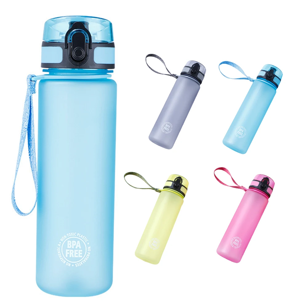 

New 600ml Water Bottle Portable Leak-proof Sport Drinking Bottle Protein Powder Shaker With Flip-top Lid For Gym Outdoor Sports