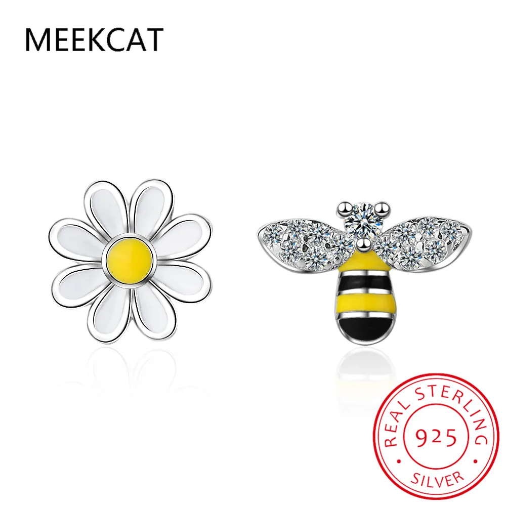 MEEKCAT/100% Стерлинговое Серебро 925 пробы Женские Ювелирные изделия асимметричные
