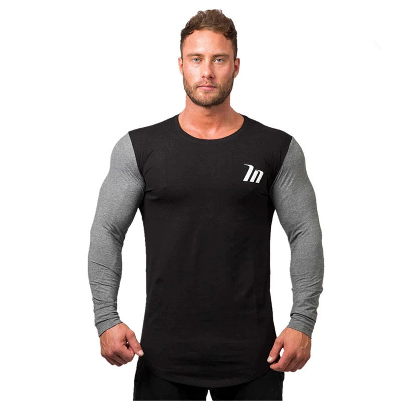 

New muscle men T-Shirt Mens Autumn New Long Sleeve O-Neck T Shirt Men Brand Clothing Fashion fitness Cotton Tee Tops clothing