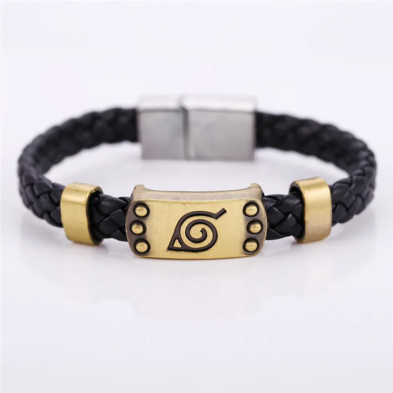 

Anime Genuine Leather Weave Bracelet Vintage Bracelets Bangles Men Jewelry