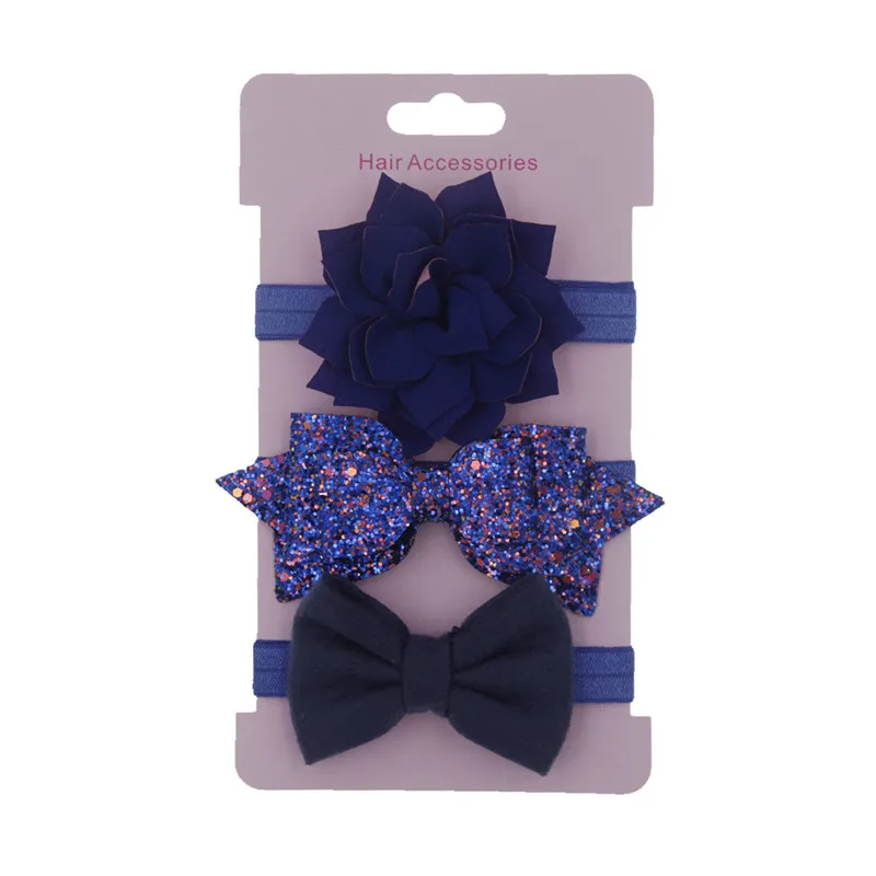 3 шт./лот эластичные повязки на голову с цветами для маленьких девочек аксессуары