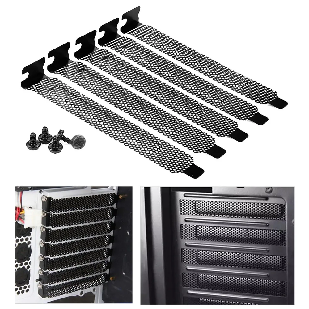 

5Pcs/lot Black Hard Steel Dust Filter Blanking Plate PCI Slot Cover With Screws