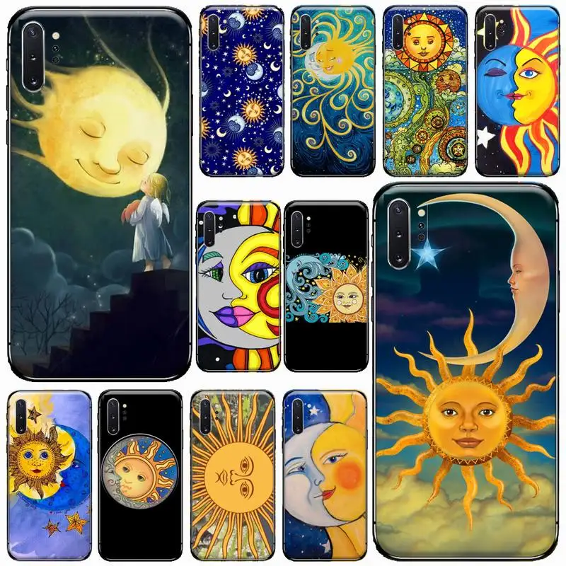 

Funny Sun Moon Face Phone Case For Samsung Galaxy S8 S9 S10 Plus S10E Note 3 4 5 6 7 8 9 10 Pro Lite cover