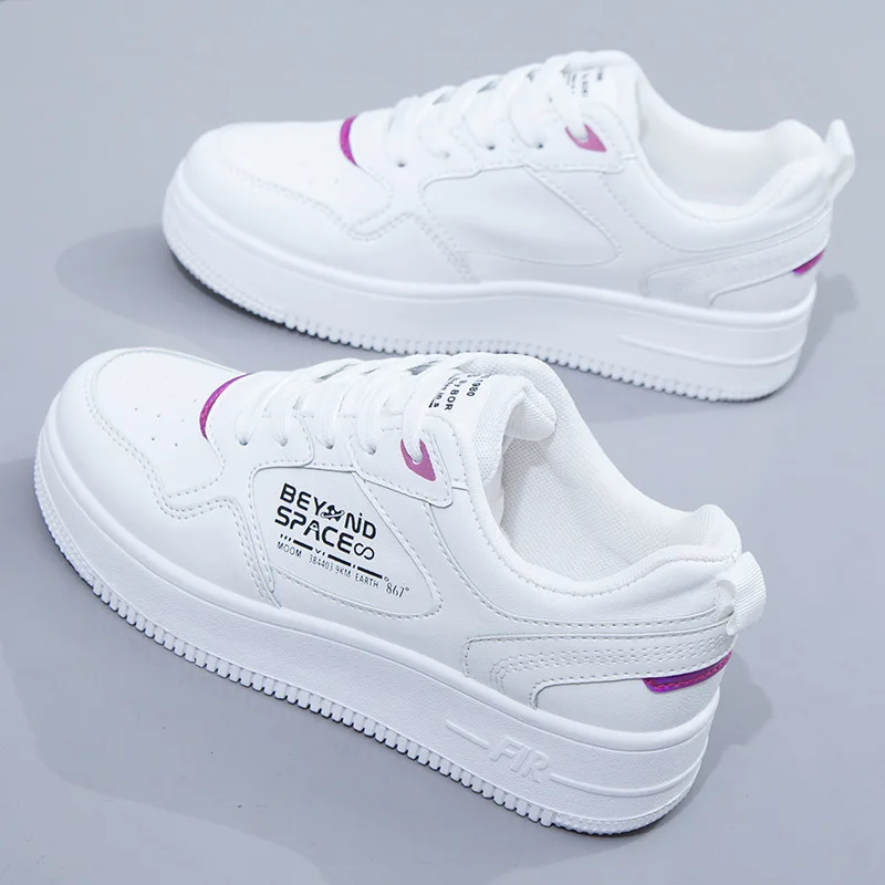

Nice White Shoes Leather Sneakers for Women Spring Casual Shoes Female 2021 New Fashion Student White Sneakers Platform
