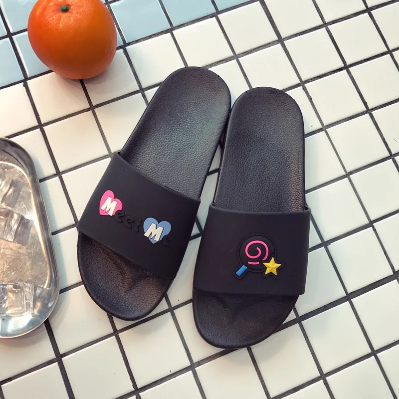 Новинка 2020 года Домашние тапочки из ПВХ с рисунком для пар Милые женские летние