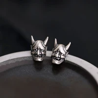 vintage ghost skull stud earrings motorcycle party punk earrings biker jewelry ox horn mask earrings for men women jewelry gifts