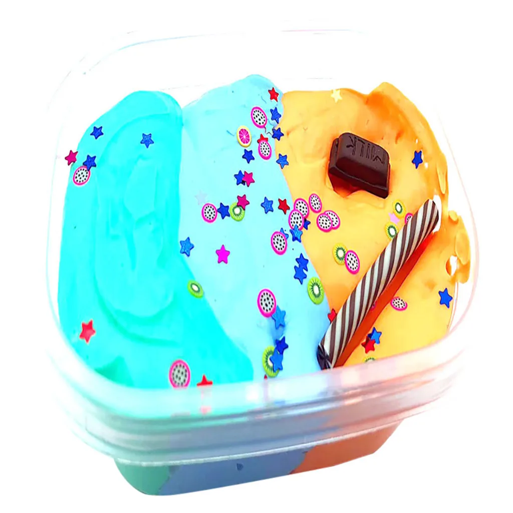 

Slime Ice Cream Foaming gel Three-color Fruit Slices Can Be Blown Korean Version Squeeze Toy Squishy Kawaii Relieve Stress Toy