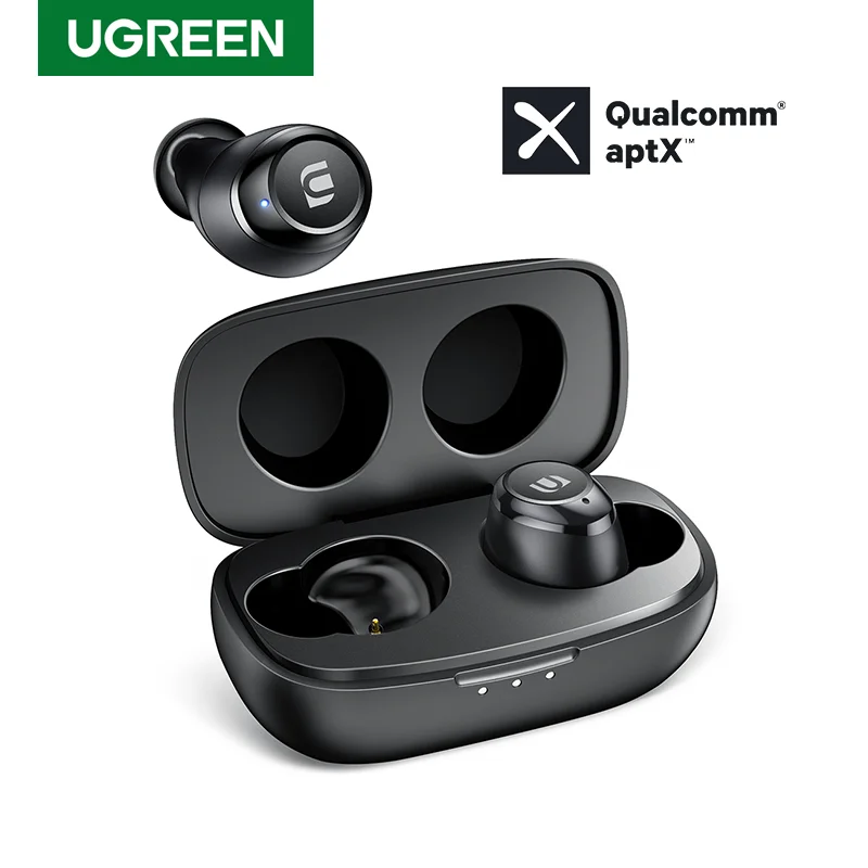  UGREEN TWS Беспроводные Bluetooth 5,0 наушники Qualcomm aptX настоящие беспроводные стерео наушники 27H время воспроизведения USB C зарядка 