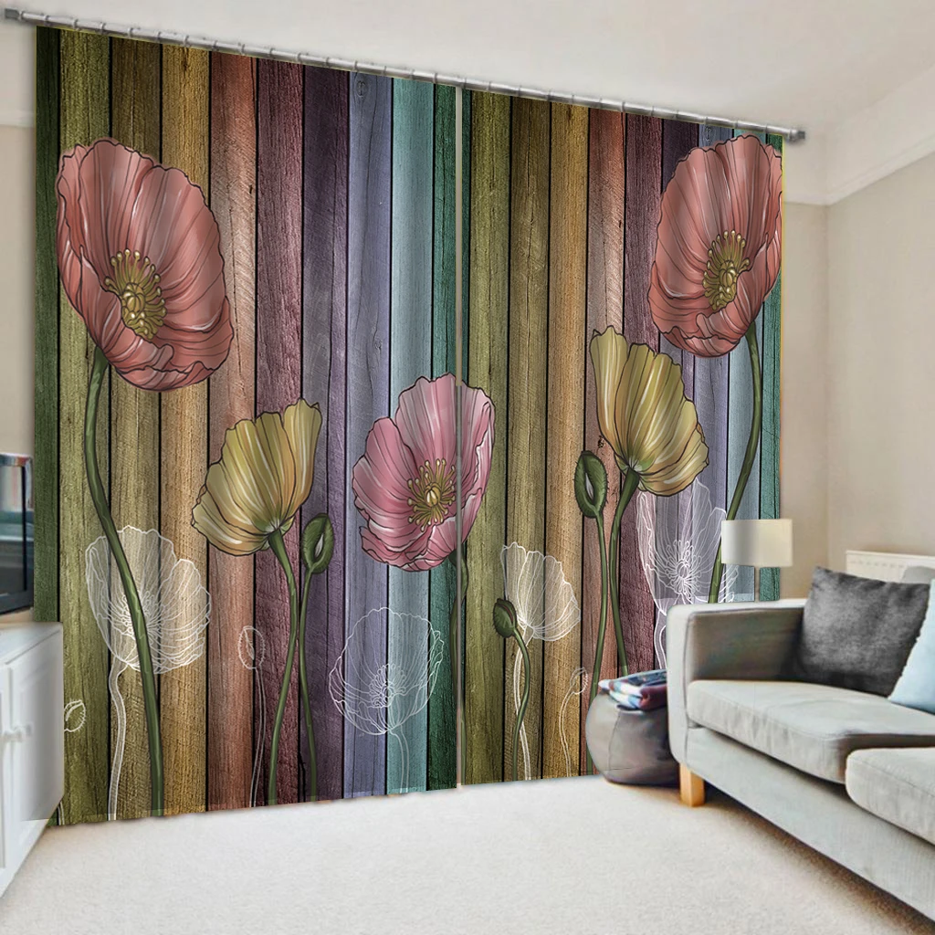 Пользовательские 3D занавески s окна Ретро цветок затемняющие для гостиной